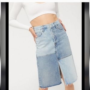 AGOLDE Women's Issa Patchwork Denim Skirt Size 25